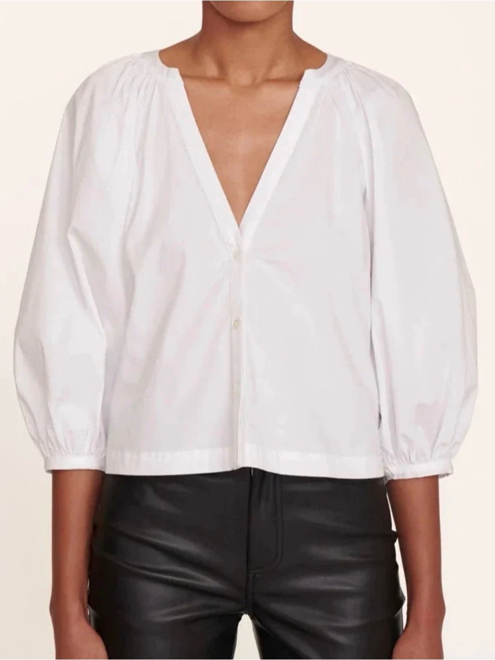 STAUD Dill top features a crisp white poplin fabric size large